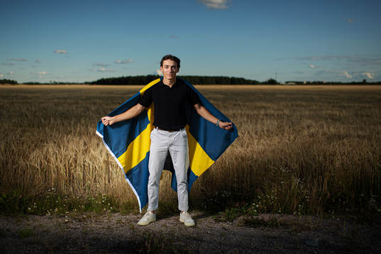 Swedish pole vaulter Armand Duplantis poses for a portrait