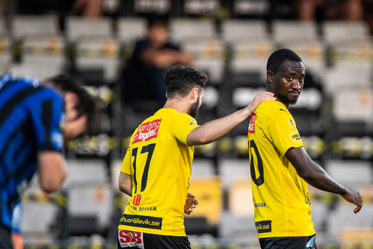 Mjällbys Moses Orwohicho Ogbu jublar