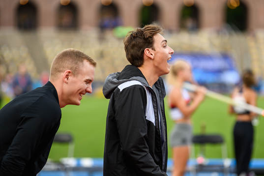 Sam Kendricks of USA and Armand Duplantis of Sweden