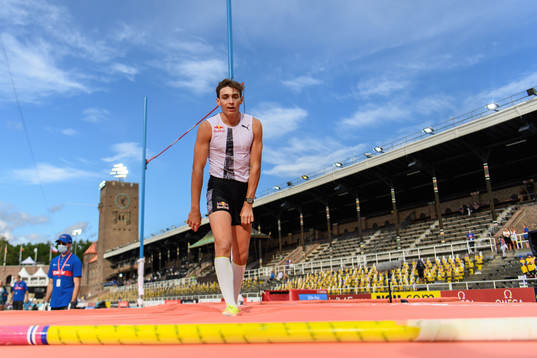 Armand Duplantis of Sweden looks dejected when competing in