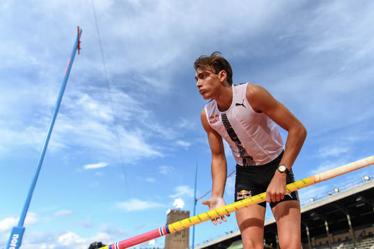 Armand Duplantis of Sweden looks dejected when competing in