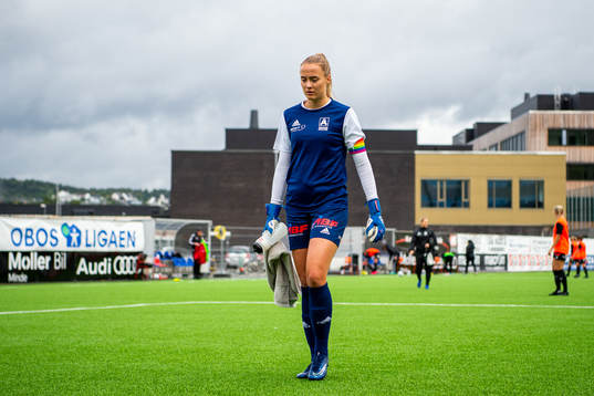 Goalkeeper Ingvild Thynes Villa of Åsane looks dejected