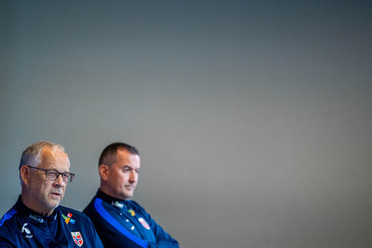 Lars Lagerbäck, head coach of Norway, and Per Joar Hansen,