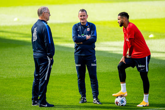 Lars Lagerbäck, head coach, Per Joar Hansen, assistant