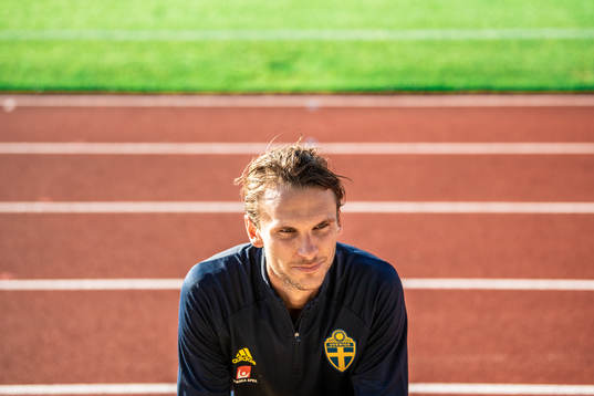 Albin Ekdal of the Swedish national football team is being