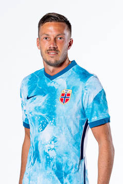 Martin Linnes of the Norwegian national football team poses