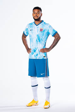 Joshua King of the Norwegian national football team poses