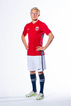 Birger Meling of the Norwegian national football team poses