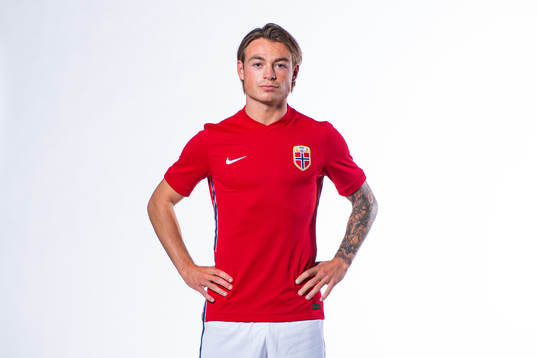 Patrick Berg of the Norwegian national football team poses