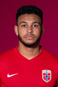 Joshua King of the Norwegian national football team poses