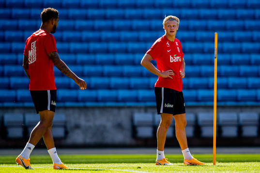 Joshua King and Erling Braut Haaland of the Norwegian