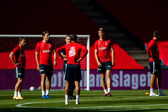 Patrick Berg, Sander Berge and Kristoffer Ajer of the