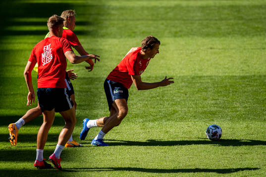 Erling Braut Haaland and Sander Berge of the Norwegian