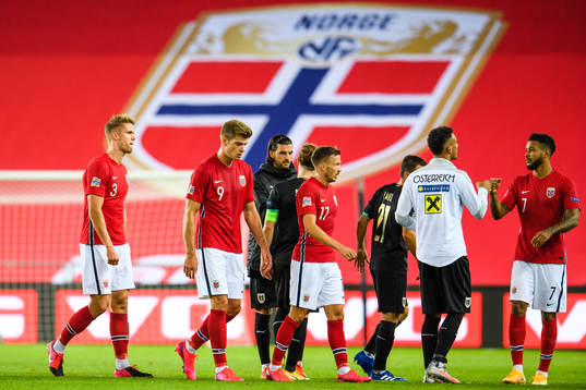 Kristoffer Ajer, Alexander Sørloth, Martin Linnes and