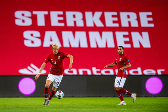 Morten Thorsby and Omar Elabdellaoui of Norway