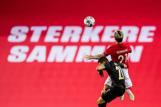 Stefan Lainer of Austria and Mathias Normann of Norway