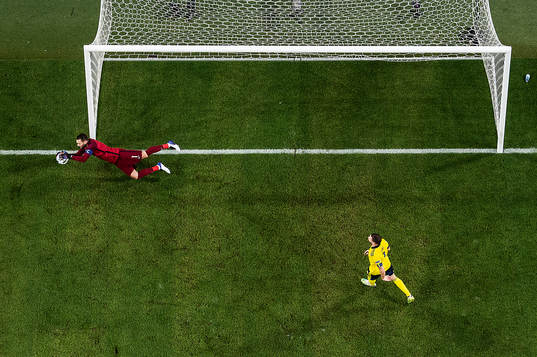 Goalkeeper Hugo Lloris of France with a save