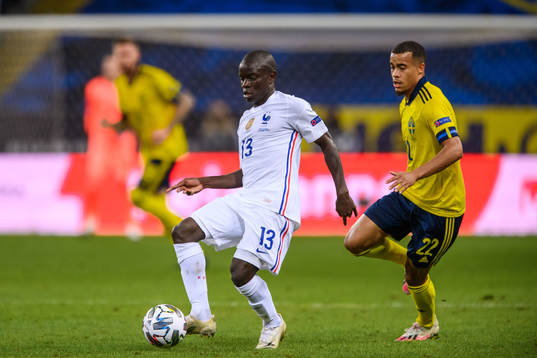 N'Golo Kanté of France and Robin Quaison of Sweden