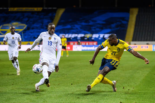 Ferland Mendy of France and Ken Sema of Sweden