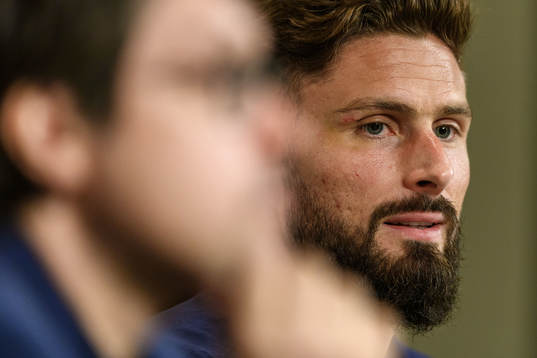 Olivier Giroud of France at a press conference
