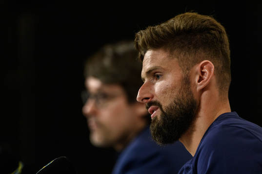 Olivier Giroud of France at a press conference