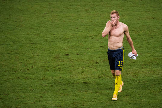 Dejan Kulusevski of Sweden looks dejected