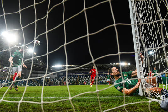 Shane Ferguson and Craig Cathcart of Northern Ireland