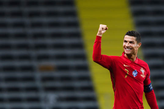 Cristiano Ronaldo of Portugal celebrates the 0-1 goalduring