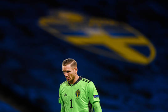 Goalkeeper Robin Olsen of Sweden looks dejected