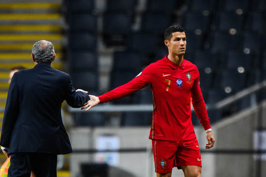 head coach Fernando Santos and Cristiano Ronaldo of Portugal