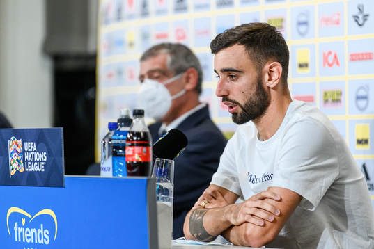 Bruno Fernandes of Portugal at a press conference