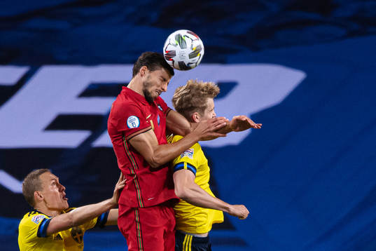 Ludwig Augustinsson and Filip Helander of Sweden are being