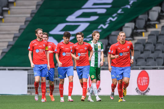 Helsingborgs Max Svensson jublar med lagkamrater