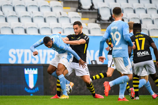 Malmö FFs Isaac Kiese Thelin och Sotirios Papagiannopoulos