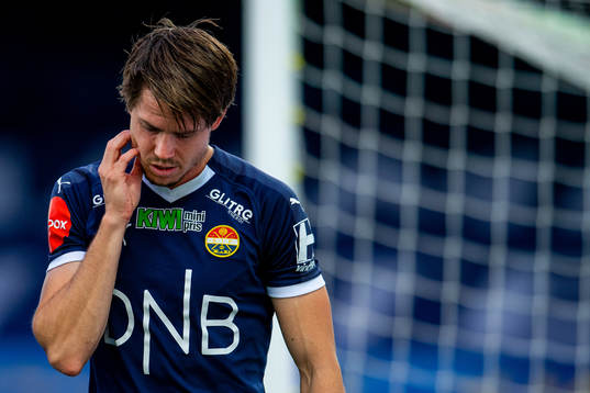 Lars Vilsvik of Strømsgodset with an injury