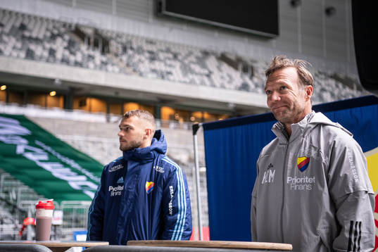Djurgårdens Jesper Karlström och tränare Kim Bergstrand