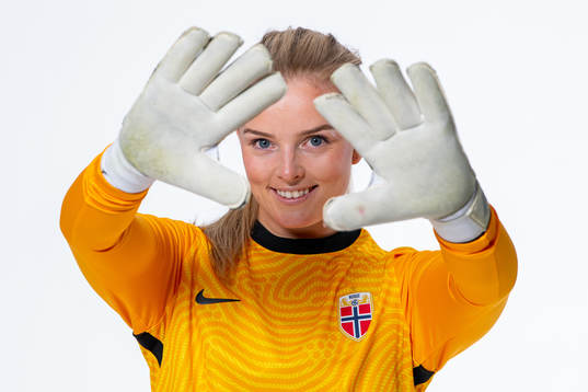 Goalkeeper Guro Pettersen of the Norwegian women’s