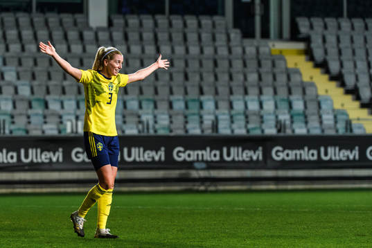 Linda Sembrant of Sweden celebrates the 8-0 goal