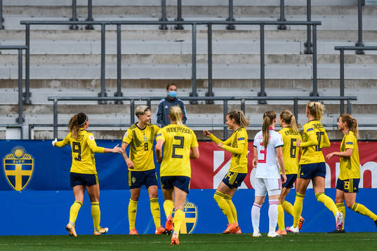 Lina Hurtig of Sweden celebrates the 1-0 goal