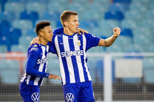 Tobias Sana and Pontus Wernbloom of IFK Göteborg celebrate
