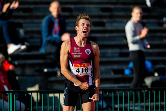 Henrik Flåtnes celebrates competing in men’s triple jump