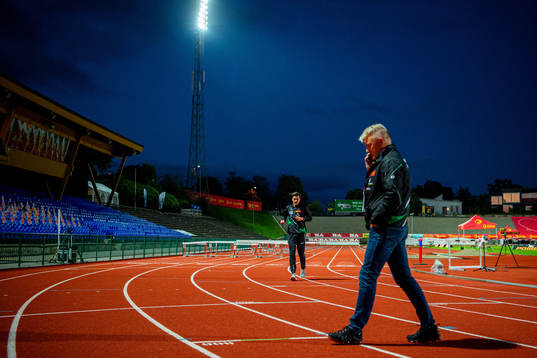 Jakob Ingebrigtsen and his father Gjert Ingebrigtsen at an