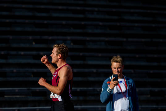 Henrik Flåtnes celebrates in men's triple jump final