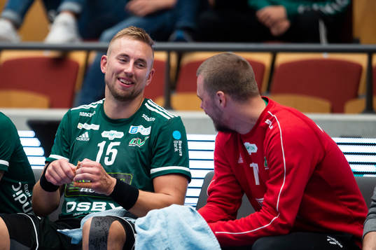 Helsingborgs Anton Månsson och målvakt Michael Andersson
