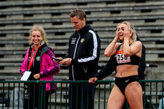 Mari Sellevåg Aarø celebrates competing in the women's