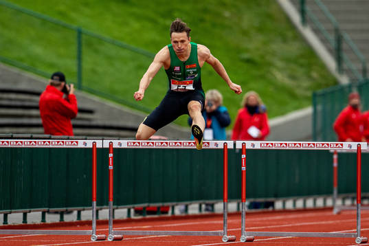 Karsten Warholm competes to win the men’s 400 meter