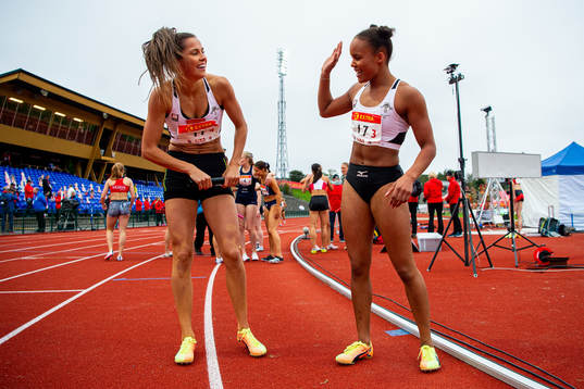Amalie Iuel and Kaitesi Auma Ertzgaard celebrate