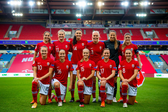 Norway's starting eleven pose for a team photo ahead the