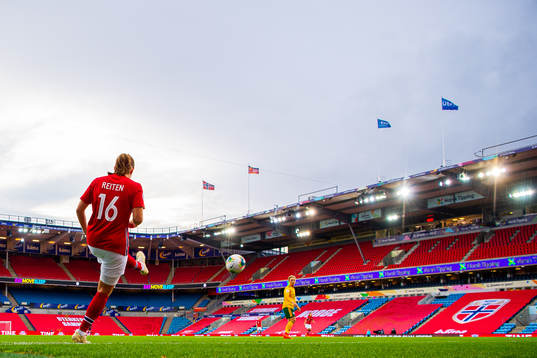 Guro Reiten of Norway takes a corner kick