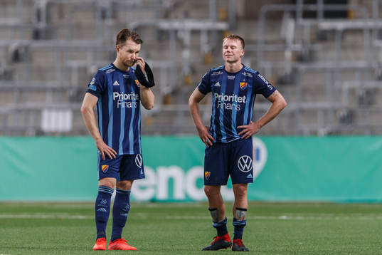 Jacob Une Larsson and Elliot Käck of Djurgården look